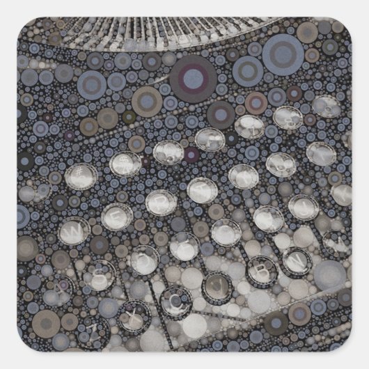 クールヴィンテージタイプライターモダンデザインポップ・アートのアート スクエアシール (正面)