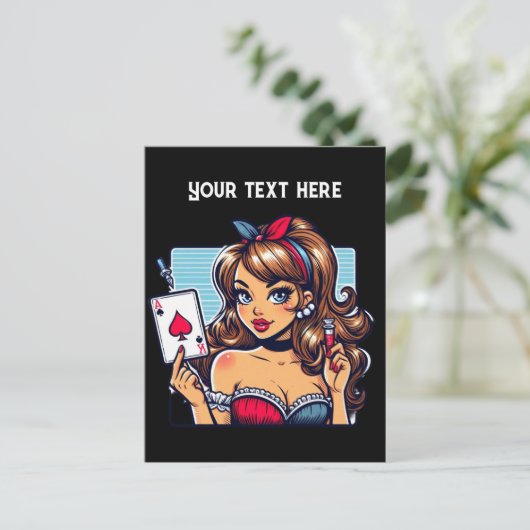 クールヴィンテージトランプのポーカー ポストカード (スタンド正面)