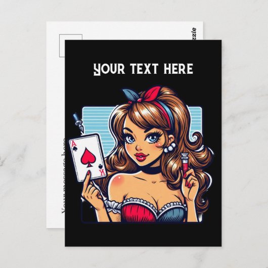 クールヴィンテージトランプのポーカー ポストカード (正面/裏面)