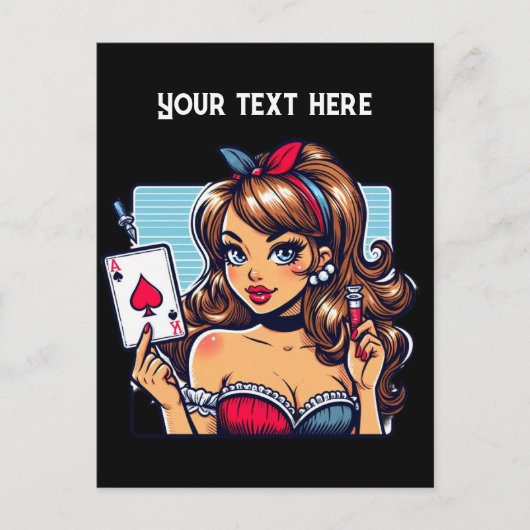 クールヴィンテージトランプのポーカー ポストカード (正面)