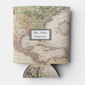 クールヴィンテージニューワールドマップジオグラフィー先生 缶クーラー (正面)