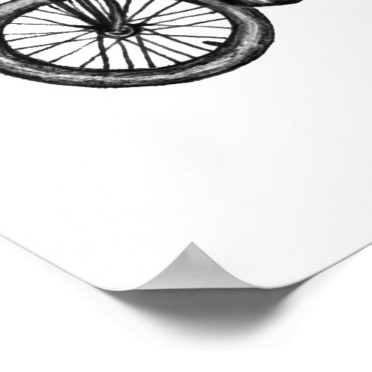 クールヴィンテージバイク用インクスケッチアートのポスター ポスター (角)