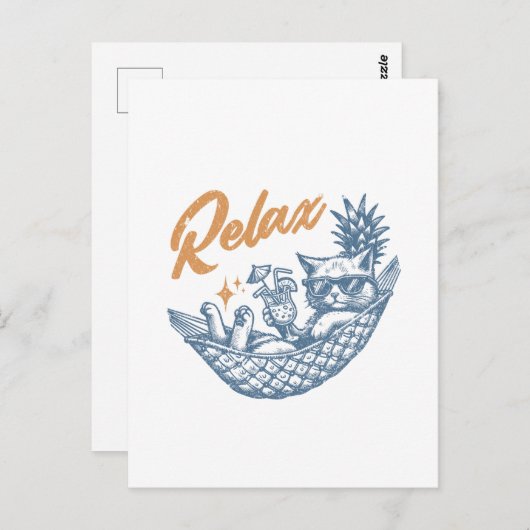 クールヴィンテージレトロキャッリラックストハンモックカクテル ポストカード (正面/裏面)