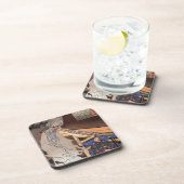 クールヴィンテージ日本の幽霊ウッドブロックプリント コースター (右側)