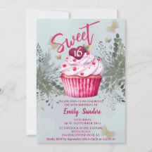 クールヴィンテージ水色の緑のカップケーキ