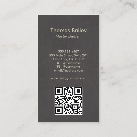 クールヴィンテージ理容師ショップQRコード 名刺 (裏面)