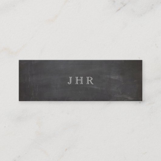 クールヴィンテージ素朴モノグラム黒チョークボード スキニー名刺 (正面)