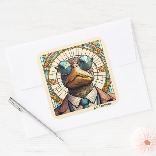 クール亀 スクエアシール (封筒)