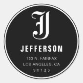 クール住所とモノグラムのカスタマイズ | B&W ラウンドシール (正面)