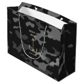 クール保リール魚釣りおもしろい父の日の迷彩柄 ラージペーパーバッグ (裏面アングル)