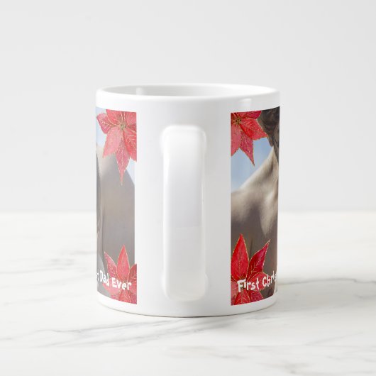 クール初めてのクリスマスと最高のパパの写真 ジャンボコーヒーマグカップ (裏面)