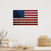 クール動揺してアメリカ国旗素朴 ポスター (キッチン)