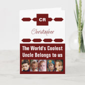 クール叔父5写真ブルゴーニュ白い誕生日 カード (正面)