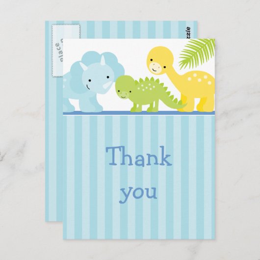 クール可愛い男の子の恐竜君感謝していのハガキ ポストカード (正面/裏面)