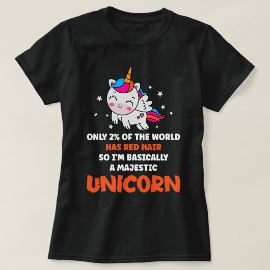 クール威厳のあるUnicorn赤毛ファンタジー神話Cr Tシャツ (デザイン正面)