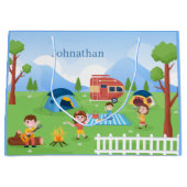 クール子キャンプパーティーユニセックス名の追加 ラージペーパーバッグ (正面)