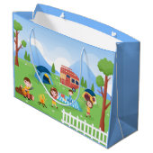 クール子キャンプパーティーユニセックス名の追加 ラージペーパーバッグ (裏面アングル)