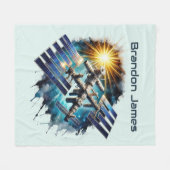 クール宇宙愛好家の名前の追加 フリースブランケット (正面(横))