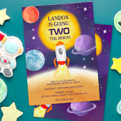 クール宇宙2月の惑星2番目の誕生日 招待状