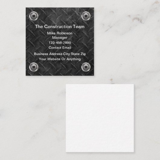 クール建築フェイクメタル背景 スクエア名刺 (正面/裏面)