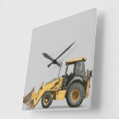 クール建築掘削機 スクエア壁時計 (傾斜)