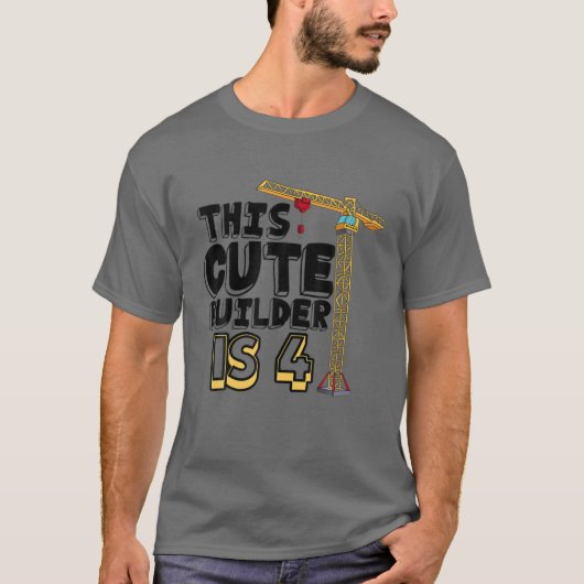 クール建築車4歳の誕生日4歳 Tシャツ (正面)