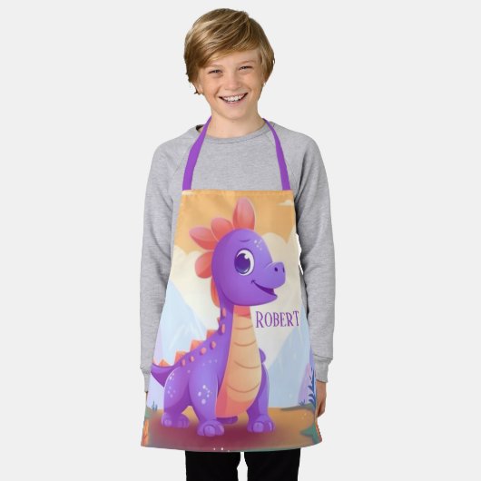 クール恐竜の名前の追加 エプロン (着用した状態)
