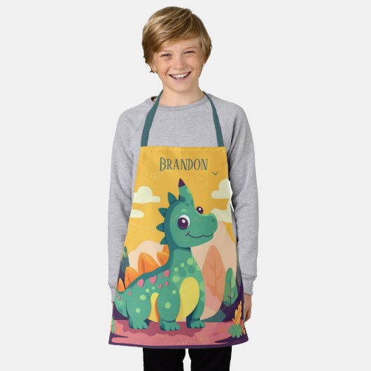 クール恐竜の子供の名前を追加 エプロン