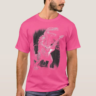 クール恐竜ギタ遊ーの音響電気Gif Tシャツ