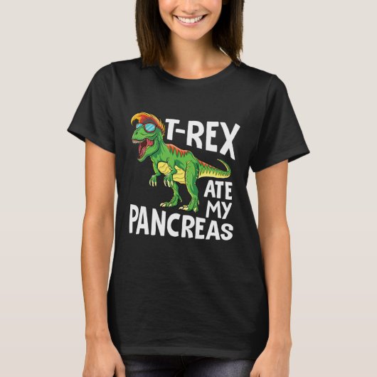 クール恐竜私の膵臓食べ糖糖尿病アワーン Tシャツ (正面)