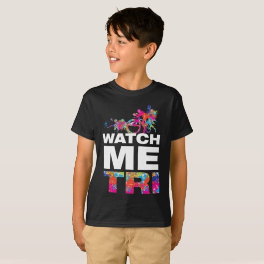 クール感動的カラフルトライサ絵を描ンク Tシャツ (正面フル)