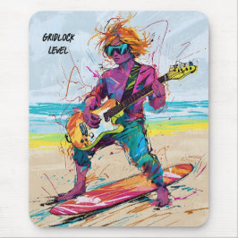 クール抽象芸術アニメwakeボードギタリスト編集可能 マウスパッド