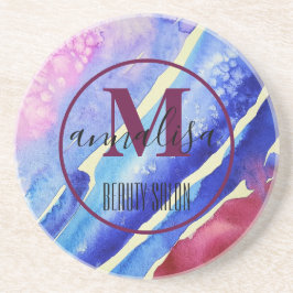 クール抽象芸術アートブルーパープルピンクマゼンタ コースター