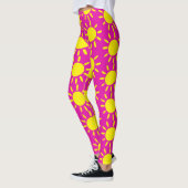 クール抽象芸術イエローサマーサンパタンマゼンタ レギンス (左)