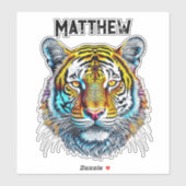 クール抽象芸術タイガー顔パーソナライズされた シール (シート)