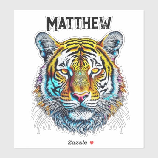 クール抽象芸術タイガー顔パーソナライズされた シール (シート)