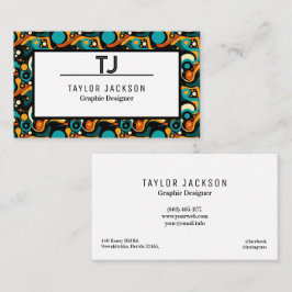 クール抽象芸術パターンのモノグラムイニシャル 名刺