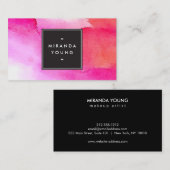 クール抽象芸術ピンク/赤ウォーター色モダン 名刺 (正面/裏面)