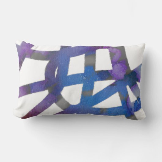 クール抽象芸術ブルーとパープルの装飾用クッション ランバークッション (正面)