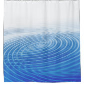 クール抽象芸術ブルーウェーブ同心円 シャワーカーテン (正面)