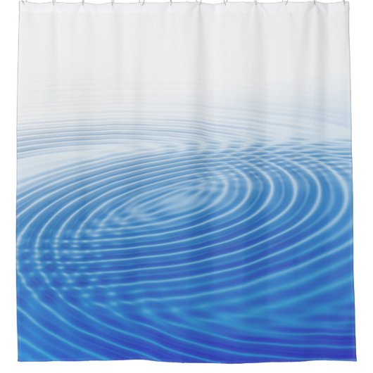 クール抽象芸術ブルーウェーブ同心円 シャワーカーテン (正面)