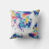 クール抽象芸術レインボー絵を描（ばちゃばちゃ）跳ねる水彩 クッション (裏面)
