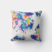 クール抽象芸術レインボー絵を描（ばちゃばちゃ）跳ねる水彩 クッション (正面)