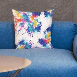 クール抽象芸術レインボー絵を描（ばちゃばちゃ）跳ねる水彩 クッション