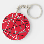 クール抽象芸術レッドストライプの・ギター名イニシャル キーホルダー (裏面)