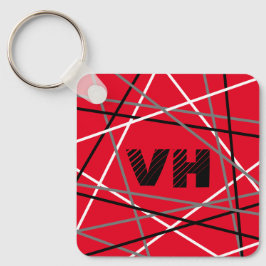 クール抽象芸術レッドストライプの・ギター名イニシャル キーホルダー