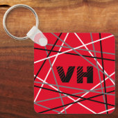 クール抽象芸術レッドストライプの・ギター名イニシャル キーホルダー (正面)