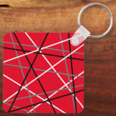 クール抽象芸術レッドストライプの・ギター名イニシャル キーホルダー (裏面)