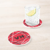 クール抽象芸術レッドストライプの・ギター名イニシャル コースター (側面)