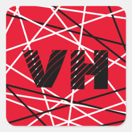 クール抽象芸術レッドストライプの・ギター名イニシャル スクエアシール